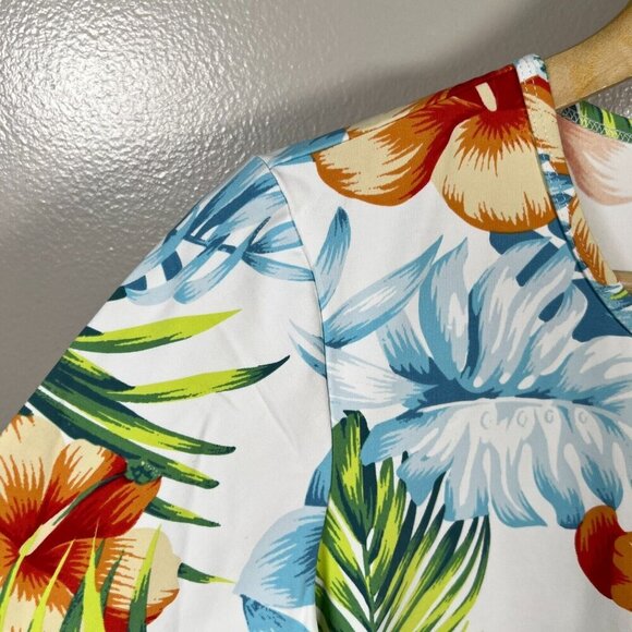 J.Mclaughlin Catalina Cloth Top Size Medium Tropical Travel Work Stretch - Picture 4 of 9
